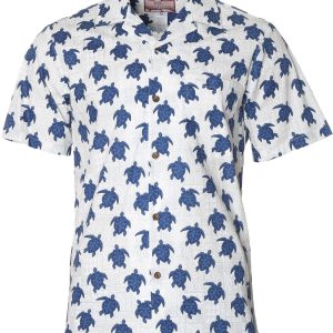 Men's Hawaiian Shirt - Happy Honu Polyester Aloha Print Casual Summer Shirt