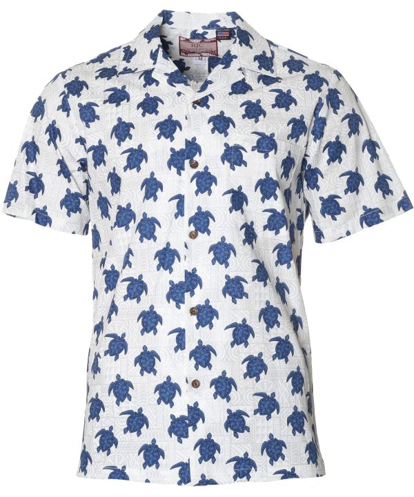 Men's Hawaiian Shirt - Happy Honu Polyester Aloha Print Casual Summer Shirt