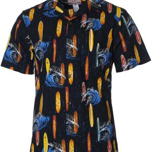 Men's Hawaiian Shirt - North Shore Polyester Surfer Print Casual Summer Shirt