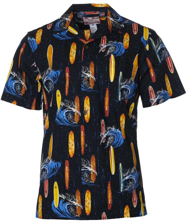 Men's Hawaiian Shirt - North Shore Polyester Surfer Print Casual Summer Shirt