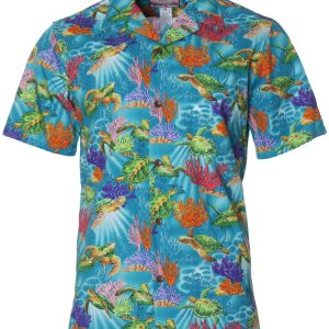Men's Hawaiian Shirt - Blue Lagoon Polyester Print Casual Summer Shirt