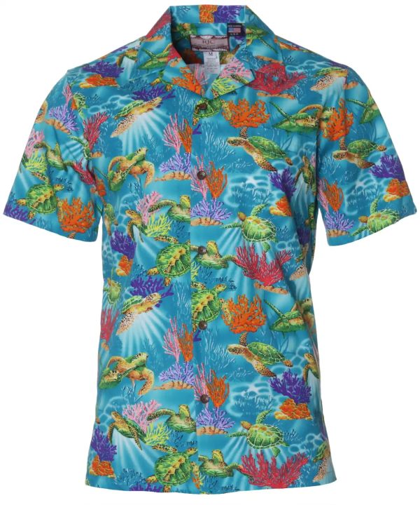 Men's Hawaiian Shirt - Blue Lagoon Polyester Print Casual Summer Shirt