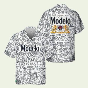 Halloween Doodle Art Modelo Beer Hawaiian Shirt