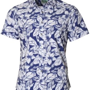 Men's Hawaiian Shirt - Wrinkle-Free Resort Polyester Aloha Print Casual Summer Shirt