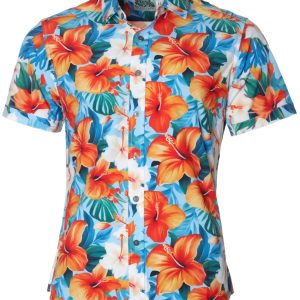 Men's Hawaiian Shirt - Tropical Wrinkle-Free Polyester Aloha Print Casual Summer Shirt