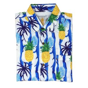 Men's Hawaiian Shirt - Jungle Pineapple Print Polyester Casual Summer Shirt