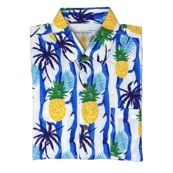 Men's Hawaiian Shirt - Jungle Pineapple Print Polyester Casual Summer Shirt