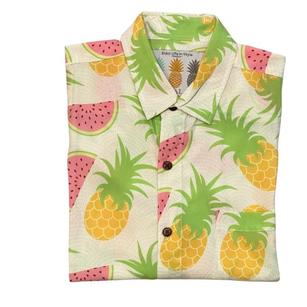 Men's Hawaiian Shirt - Melon Party Print Polyester Casual Summer Shirt