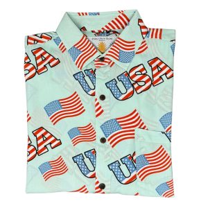 Men's Hawaiian Shirt - Merica Print Polyester Casual Summer Shirt
