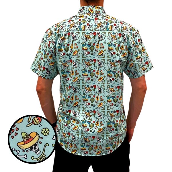 Men's Hawaiian Shirt - Mexican Fiesta Print Polyester Summer Shirt - Image 3
