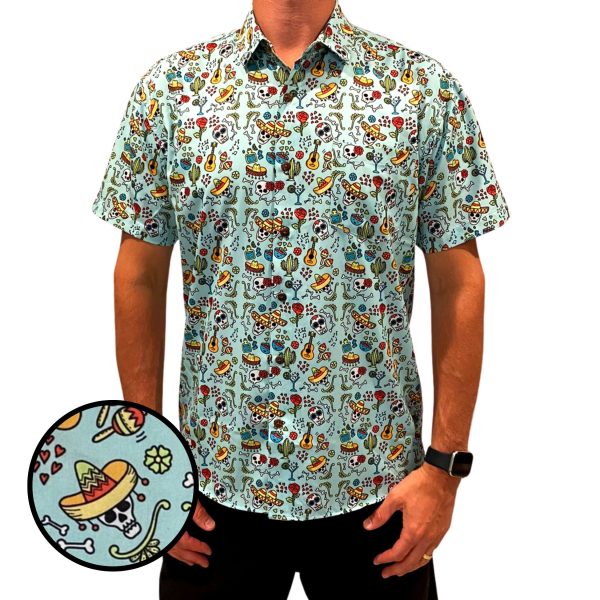 Men's Hawaiian Shirt - Mexican Fiesta Print Polyester Summer Shirt - Image 2