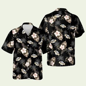 Modelo Tropical Hibiscus Beer Black Hawaiian Shirt