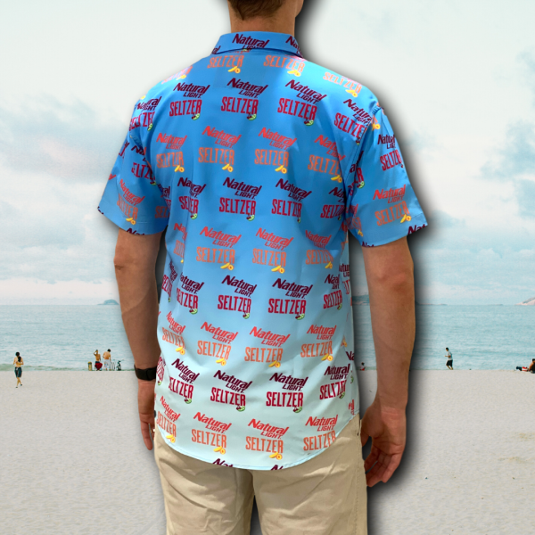 Men's Hawaiian Shirt - NATTY SELTZER Print Polyester Casual Summer Shirt - Image 3