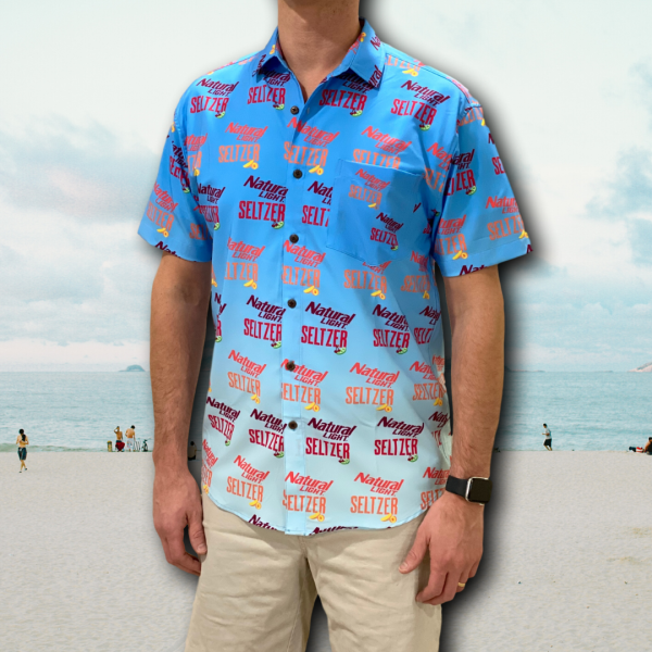 Men's Hawaiian Shirt - NATTY SELTZER Print Polyester Casual Summer Shirt - Image 2