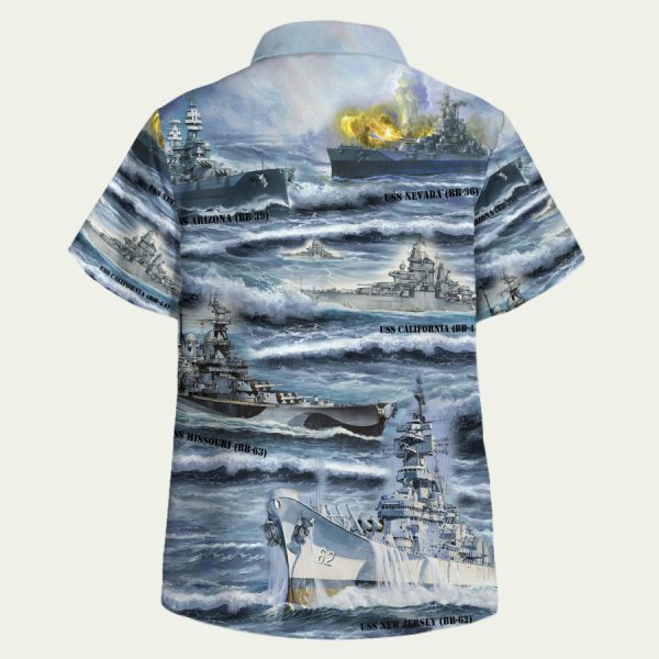 The Naval Battleships Of World War II US Navy Hawaiian Shirt - Image 2