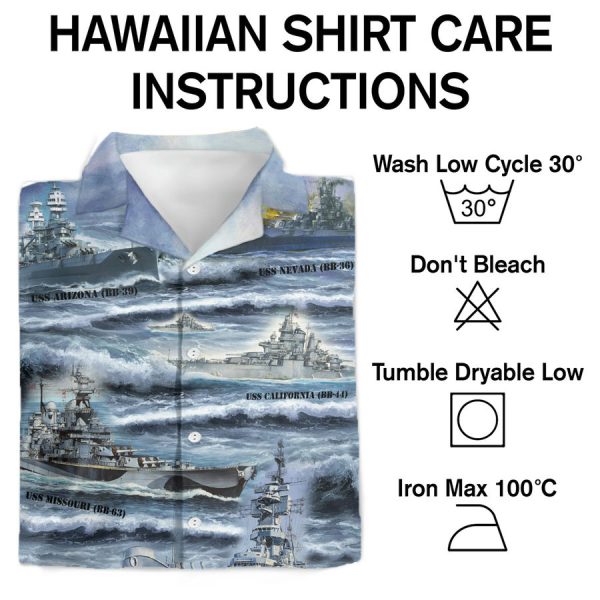 The Naval Battleships Of World War II US Navy Hawaiian Shirt - Image 3