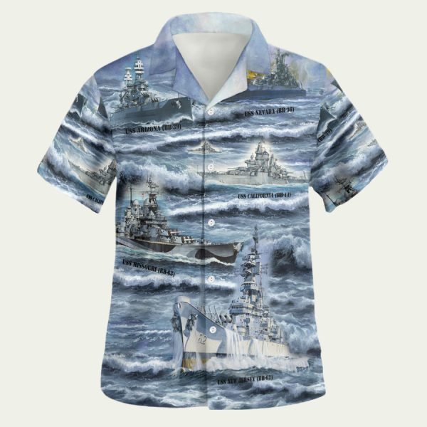 The Naval Battleships Of World War II US Navy Hawaiian Shirt