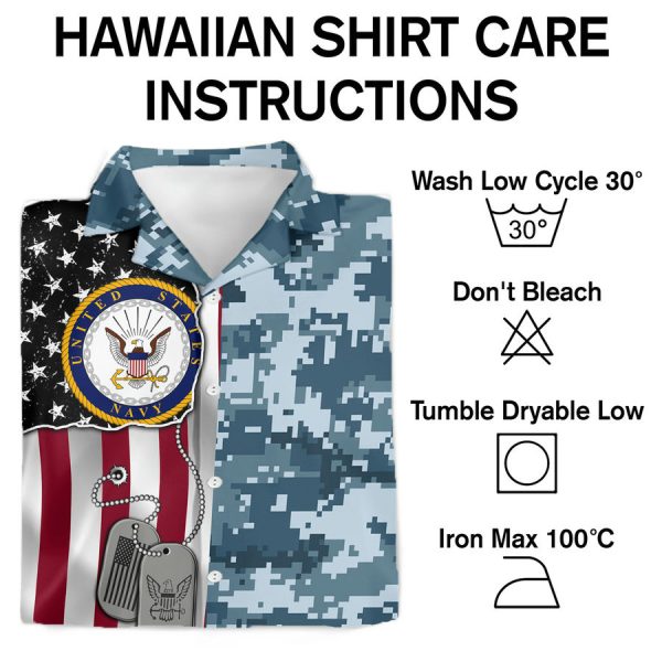 Us Navy Flag Camo Pattern Hawaiian Shirt - Image 3
