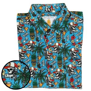 Men's Hawaiian Shirt - Pineapple Cash Print Polyester Tropical Summer Shirt