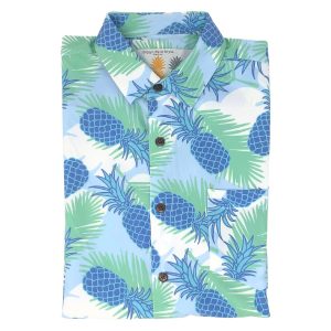 Men's Hawaiian Shirt - Pineapple Cool Print Polyester Tropical Summer Shirt