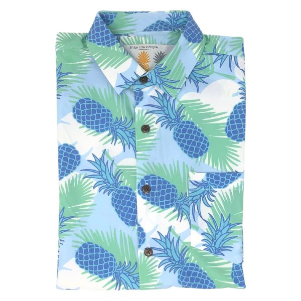 Men's Hawaiian Shirt - Pineapple Cool Print Polyester Tropical Summer Shirt