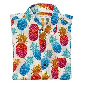 Men's Hawaiian Shirt - Pineapple Express Print Polyester Tropical Summer Shirt