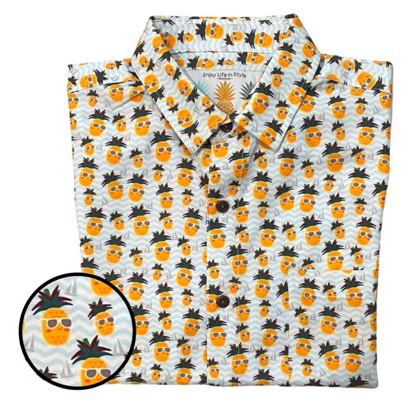 Men's Hawaiian Shirt - The Pineapple King Print Polyester Tropical Summer Shirt