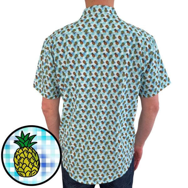 Men's Hawaiian Shirt - Pineapple Waves Print Polyester Tropical Summer Shirt - Image 3