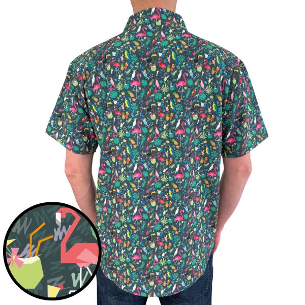 Men's Hawaiian Shirt - Poolside Chillin Print Polyester Summer Shirt - Image 4