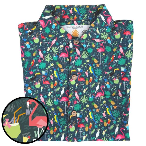 Men's Hawaiian Shirt - Poolside Chillin Print Polyester Summer Shirt