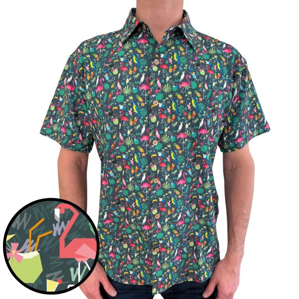Men's Hawaiian Shirt - Poolside Chillin Print Polyester Summer Shirt - Image 2