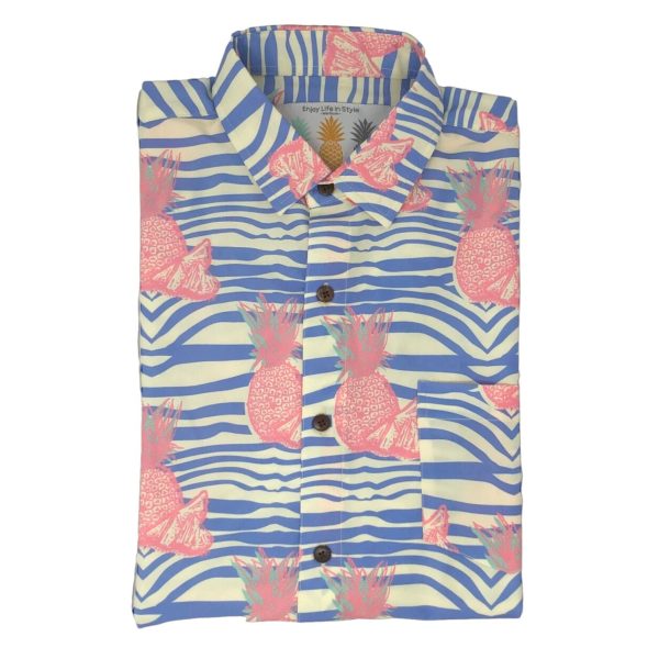 Men's Hawaiian Shirt - PURE Pineapple Print Polyester Summer Shirt - Image 2
