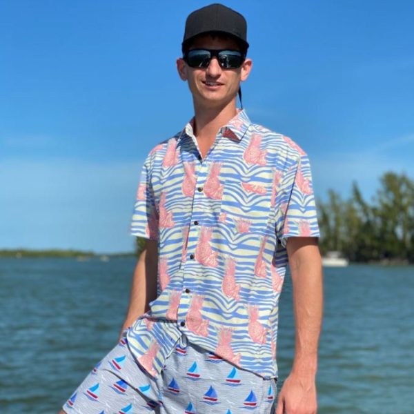 Men's Hawaiian Shirt - PURE Pineapple Print Polyester Summer Shirt