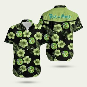 Rick and morty hibiscus pattern hawaiian shirt Hawaiian Shirt