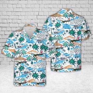 Royal Air Force Aircraft Hawaiian Shirt for Men - Military Aircraft & Tropical Palm Tree Design, Perfect for Aviation Enthusiasts
