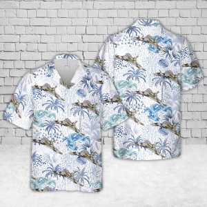 Royal Air Force Avro Vulcan Bomber Hawaiian Shirt for Men - Military Aircraft Design & Tropical Elements, Perfect for Aviation Fans