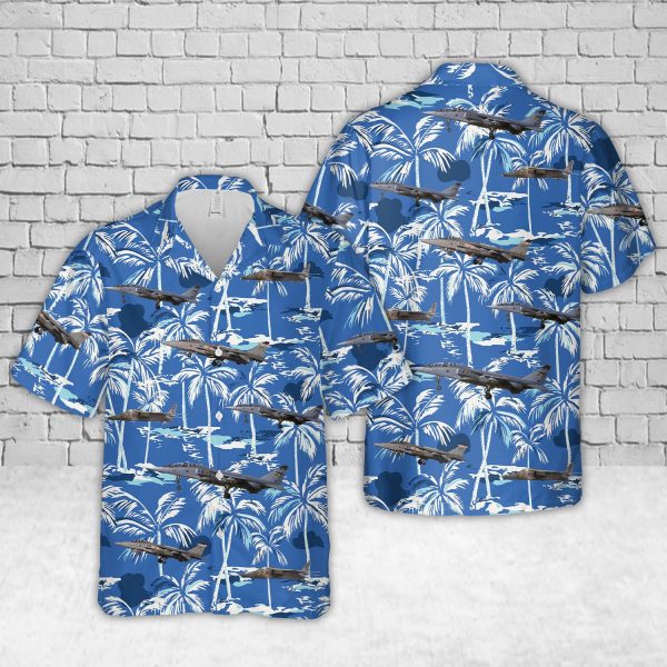Royal Air Force Jaguar Hawaiian Shirt for Men - Military Aircraft Design & Tropical Paradise, Perfect for Aviation Fans