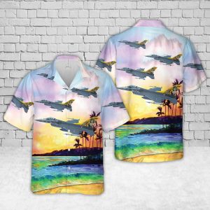 Royal Netherlands Air Force F-16AM "Dirty Diana" Hawaiian Shirt for Men - Military Aircraft & Tropical Design, Perfect for Aviation Enthusiasts