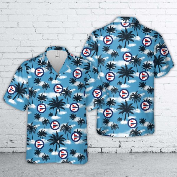 Royal Norwegian Air Force Roundel Hawaiian Shirt for Men - Military Emblem & Tropical Design, Perfect for Aviation Fans