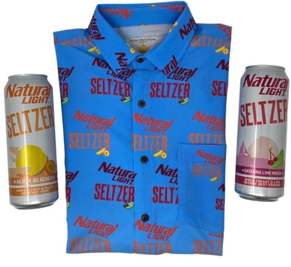 Men's Hawaiian Shirt - NATTY SELTZER Print Polyester Casual Summer Shirt