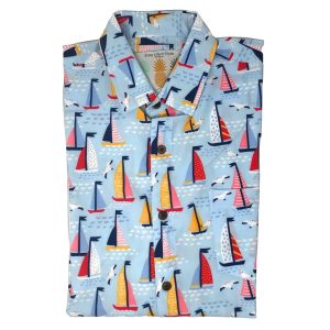 Men's Hawaiian Shirt - Sailin' Away Print Polyester Casual Summer Shirt