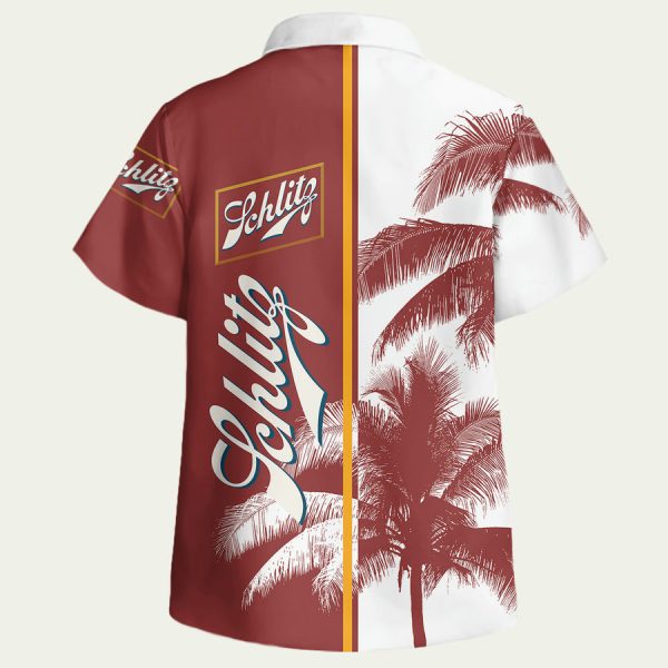 Schlitz Beer Palm Tree Hawaiian Shirt - Image 2