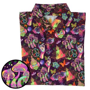Men's Hawaiian Shirt - Shroomin' Print Polyester Casual Summer Shirt