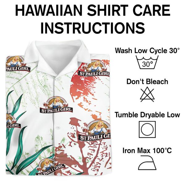 St Pauli Girl Beer Tropical Leaf Hawaiian Shirt - Image 3
