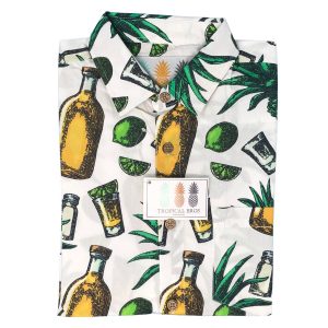 Men's Hawaiian Shirt - Tequila Bros Print Polyester Casual Summer Shirt