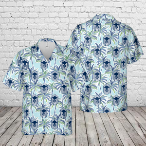 U.S. Air Force Chief Master Sergeant of the Air Force 1967-1991 Insignia Hawaiian Shirt for Men - Military Rank Insignia & Tropical Design, Perfect for Aviation Fans