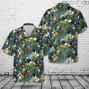 US Air Force Civil Air Patrol Blue Beret Hawaiian Shirt for Men - Military Emblem & Tropical Floral Design, Perfect for Aviation Fans