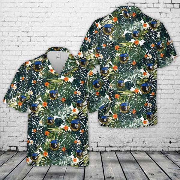 US Air Force Civil Air Patrol Blue Beret Hawaiian Shirt for Men - Military Emblem & Tropical Floral Design, Perfect for Aviation Fans