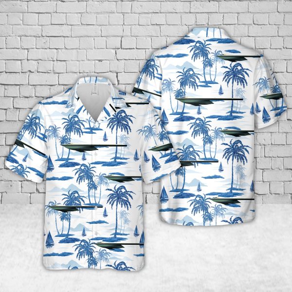 U.S. Air Force Northrop Grumman B-21 Raider Hawaiian Shirt for Men - Stealth Bomber Design & Tropical Vibes, Perfect for Aviation Fans