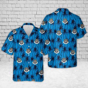 US Air Force PACAF Fifth Air Force Hawaiian Shirt for Men - Military Emblem & Palm Tree Design, Perfect for Veterans
